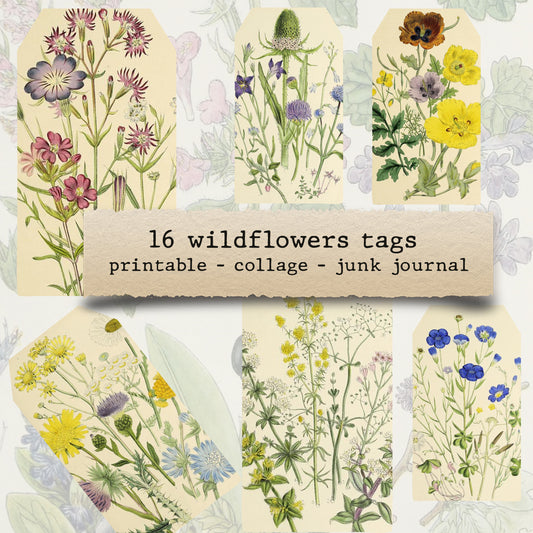 Wildflowers Tags - digital download (printable file)