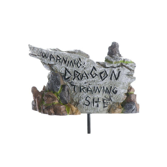 "Warning, Dragon Training Site" Sign Miniature Fairy Garden