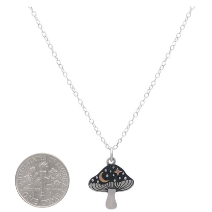 Mushroom Necklace with Star and Moon