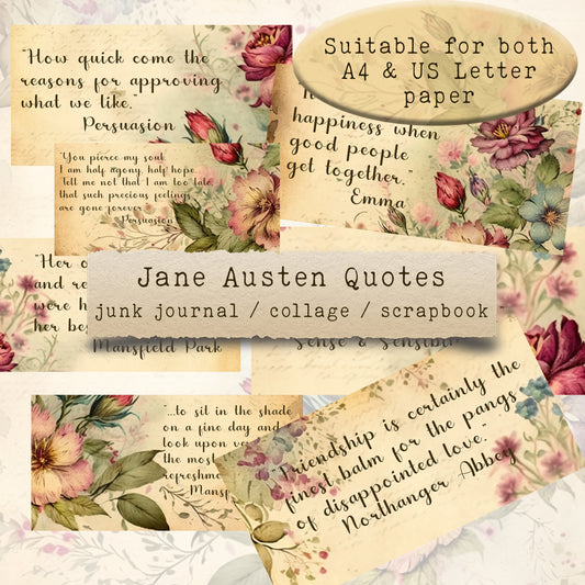 Jane Austen Quotes - digital download (printable file)