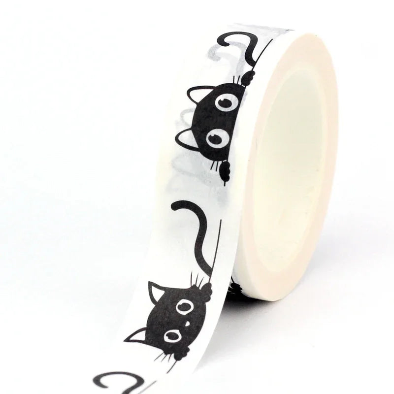 Washi Tape - peeking black cats (buy more & save)