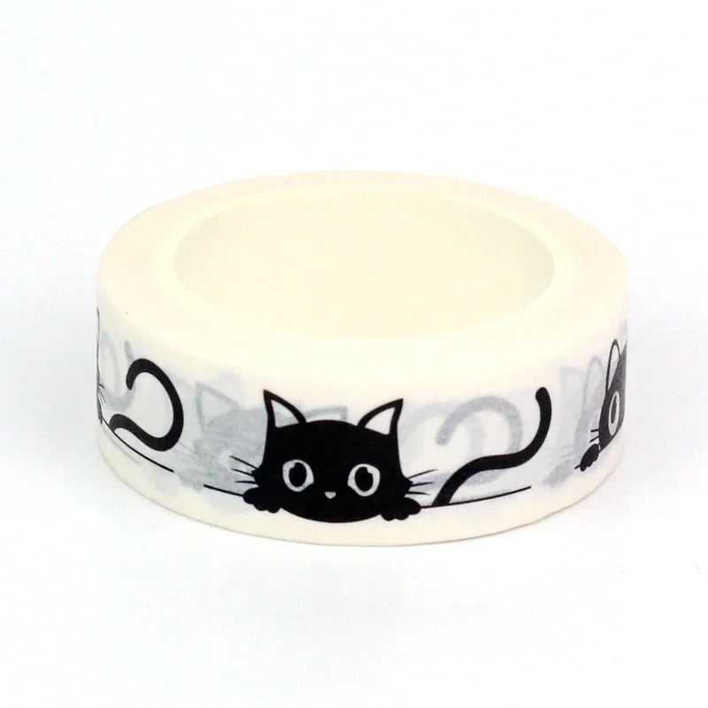 Washi Tape - peeking black cats (buy more & save)