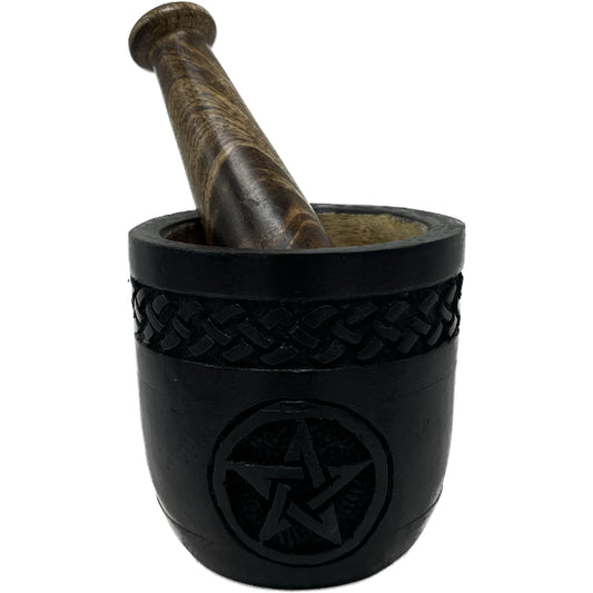 wooden mortar and pestle