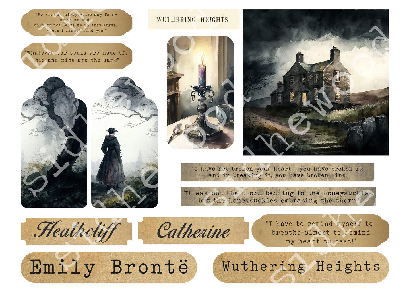 Wuthering Heights Quotes & Images - digital download (printable file)