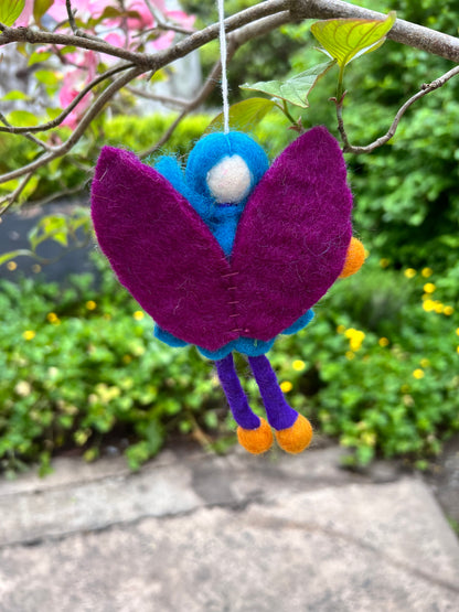 Felt Leaf Fairy - blue hair