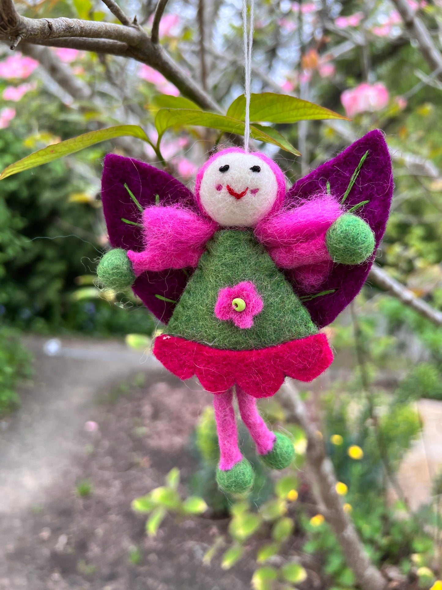 Felt Leaf Fairy - pink hair