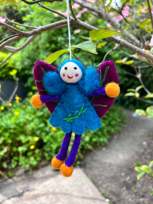 Felt Leaf Fairy - blue hair