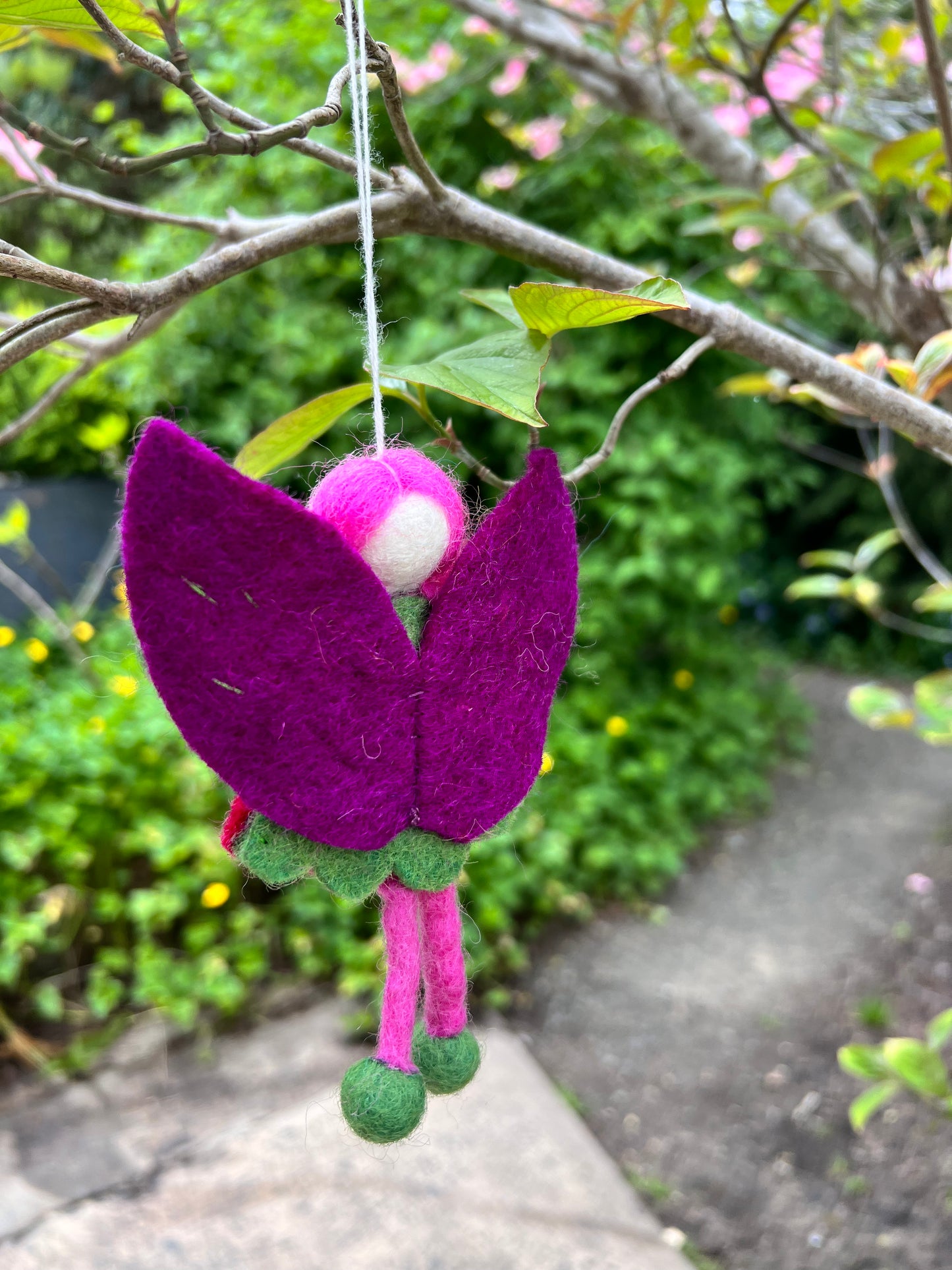 Felt Leaf Fairy - pink hair